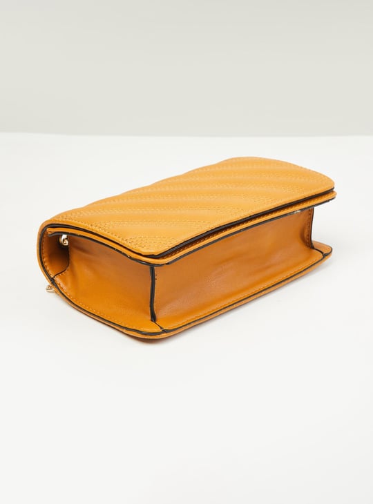 Women Textured Flap Closure Clutch Bag 