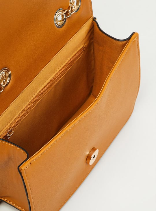 Women Textured Flap Closure Clutch Bag 