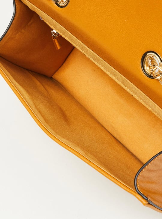 Women Textured Flap Closure Clutch Bag 