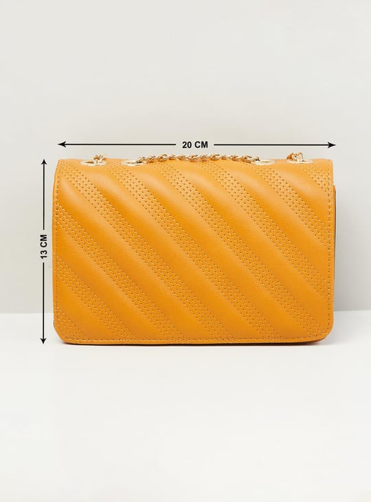 Women Textured Flap Closure Clutch Bag 