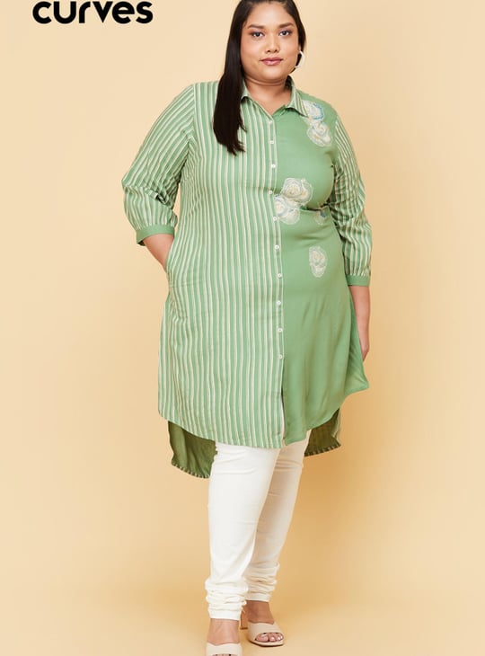 Women Striped High-Low Kurta 