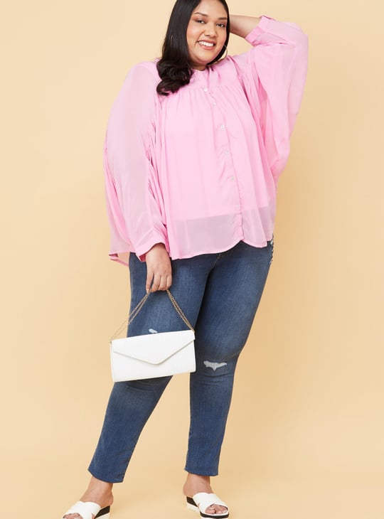 Women Women Solid Batwing Sleeves Top 