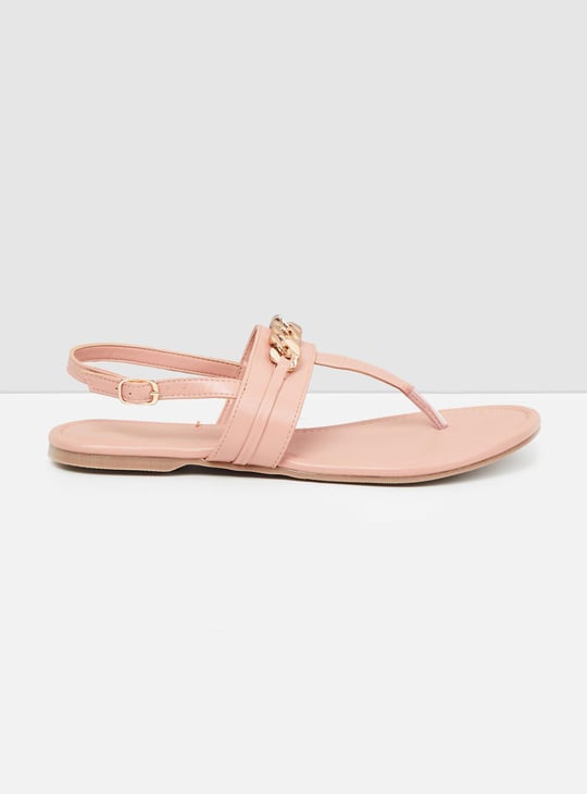 Women Embellished Sling Back Flat Sandals 