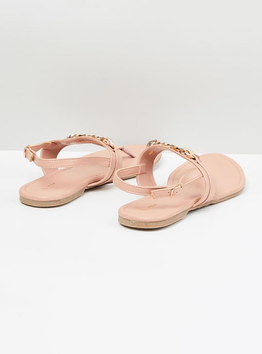 Women Embellished Sling Back Flat Sandals 