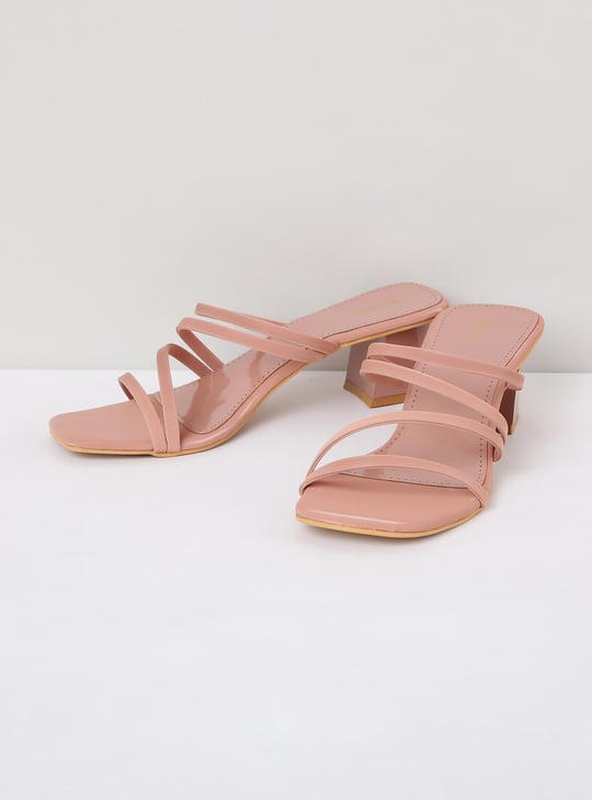 Women Solid Open Toe Block Heels 