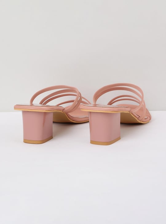 Women Solid Open Toe Block Heels 