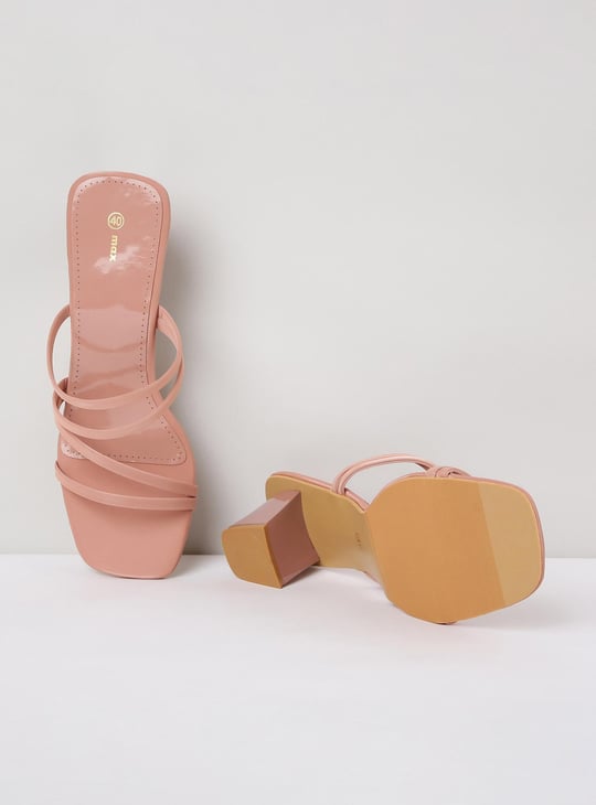 Women Solid Open Toe Block Heels 