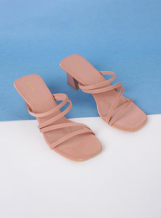 Women Solid Open Toe Block Heels 