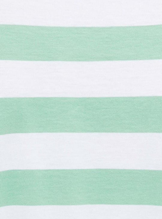 Women Striped Round Neck Cropped T-shirt 