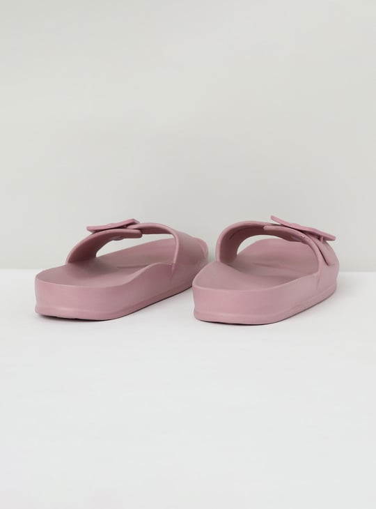 Women Solid Sliders Pink Eva