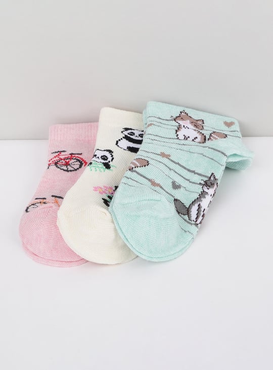 Girls Patterned Ankle-Length Socks - Pack of 3 
