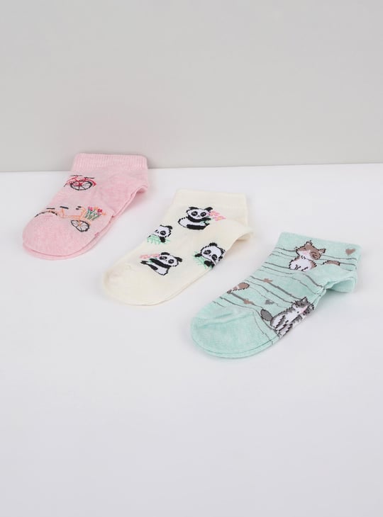 Girls Patterned Ankle-Length Socks - Pack of 3 