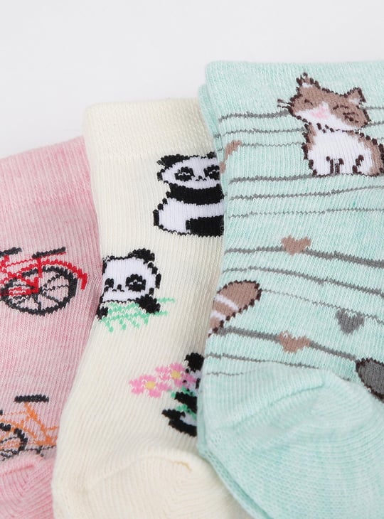 Girls Patterned Ankle-Length Socks - Pack of 3 