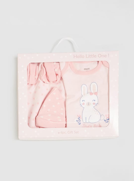 Girls Printed Bodysuit Gift Set - Set of 4