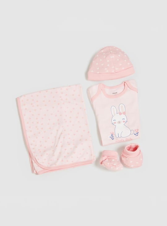 Girls Printed Bodysuit Gift Set - Set of 4