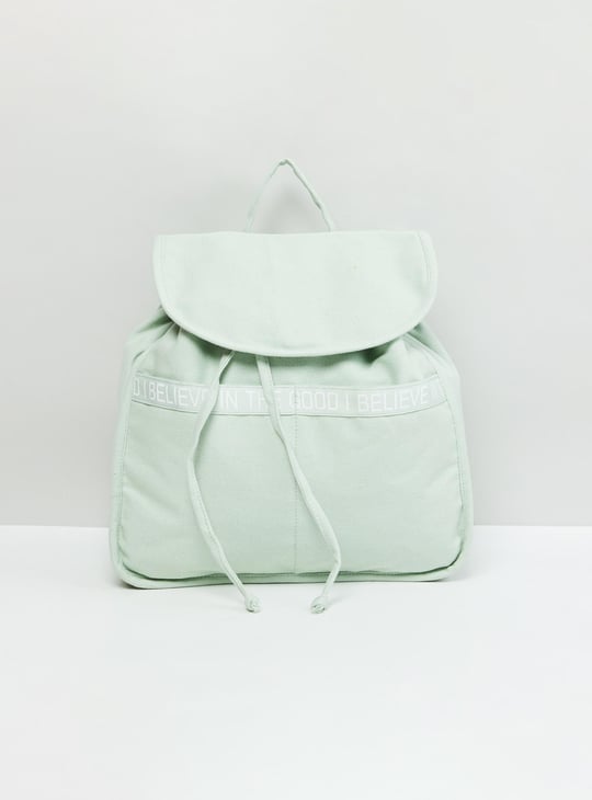 Women Solid Drawstring Closure Backpack