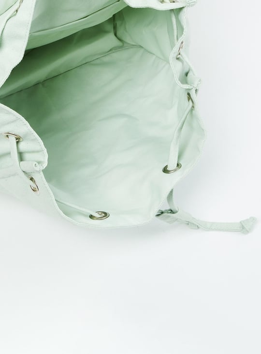 Women Solid Drawstring Closure Backpack