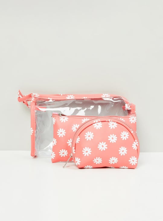 MAX Women Printed Zip-Closure Pouch - Set of 3
