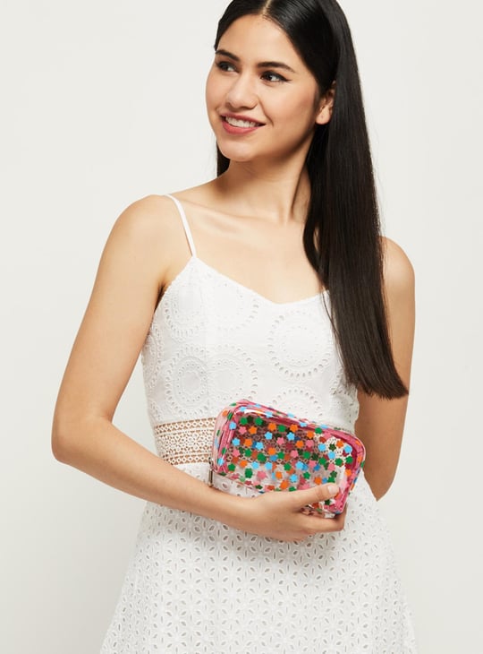 Women Printed Transparent Pouch 
