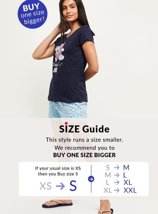 Women Printed Lounge T-shirt with Shorts 