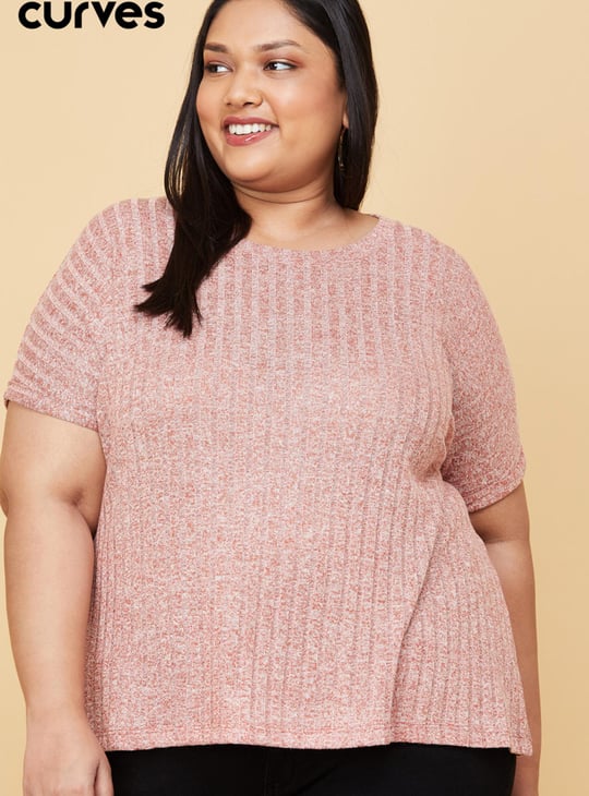 Women Textured Round Neck T-shirt