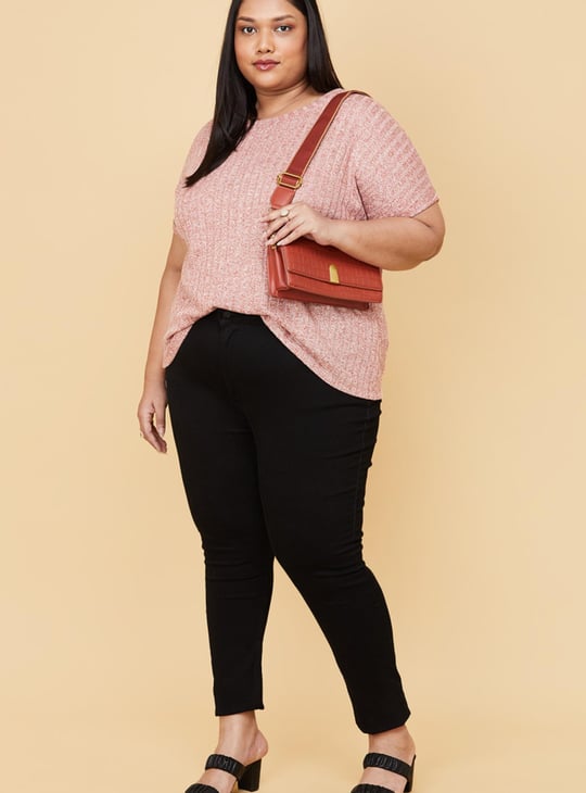 Women Textured Round Neck T-shirt