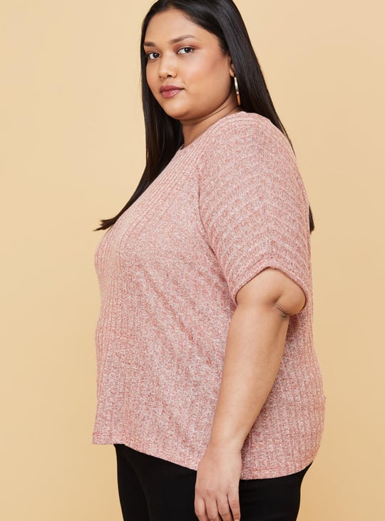 Women Textured Round Neck T-shirt
