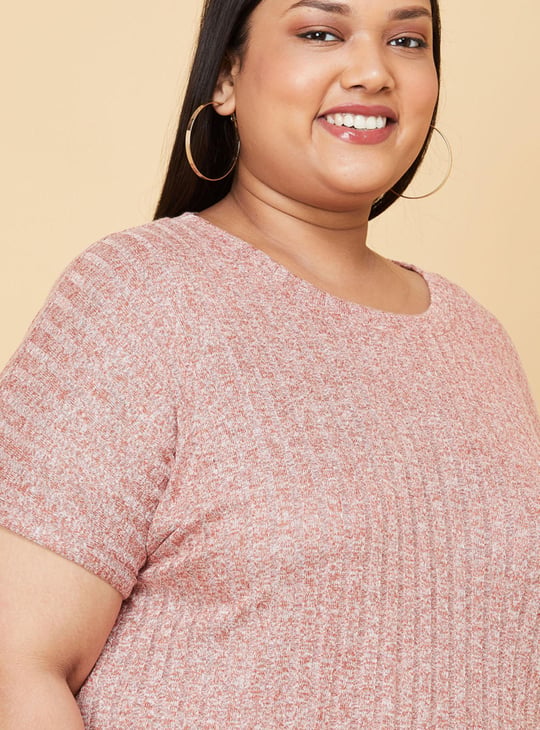 Women Textured Round Neck T-shirt