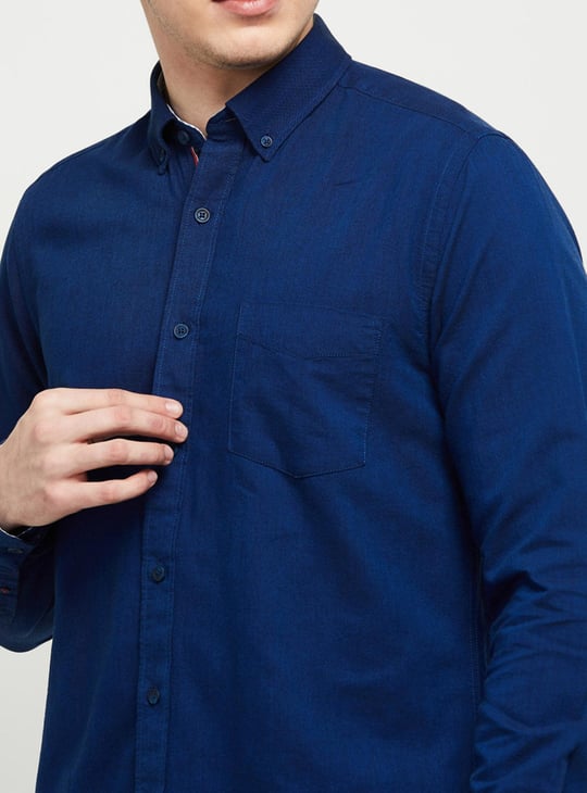 Men Solid Full Sleeves Slim Fit Casual Shirt 