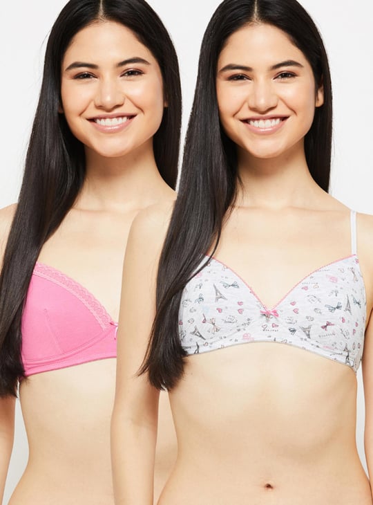 Women Printed Padded T-shirt Bra - Pack of 2 