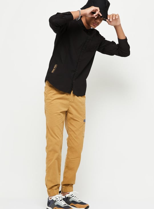 Boys Solid Long Sleeve Casual Shirt 