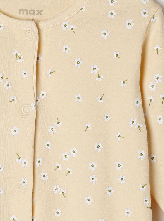 Girls Floral Printed Anti-Bacterial Sleepsuit