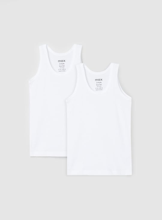 Boys Solid Vest - Pack of 2