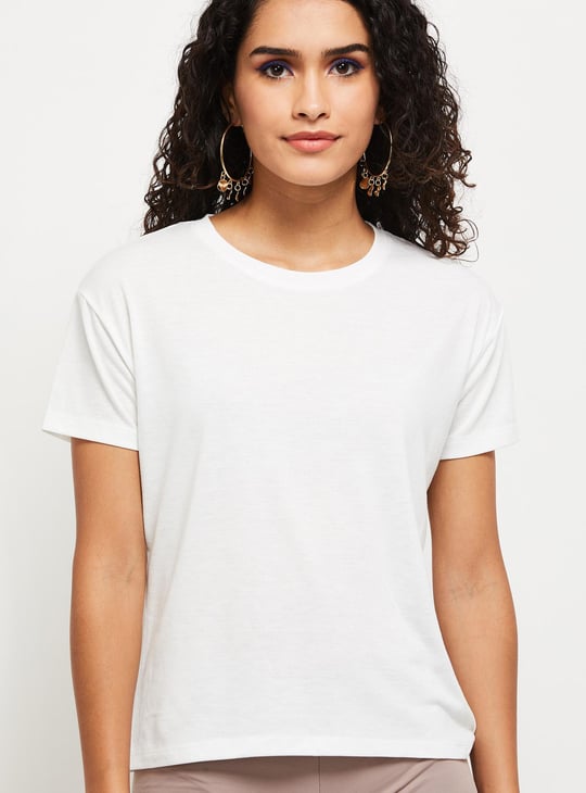 Women Checked Pinafore Dress with Solid T-shirt