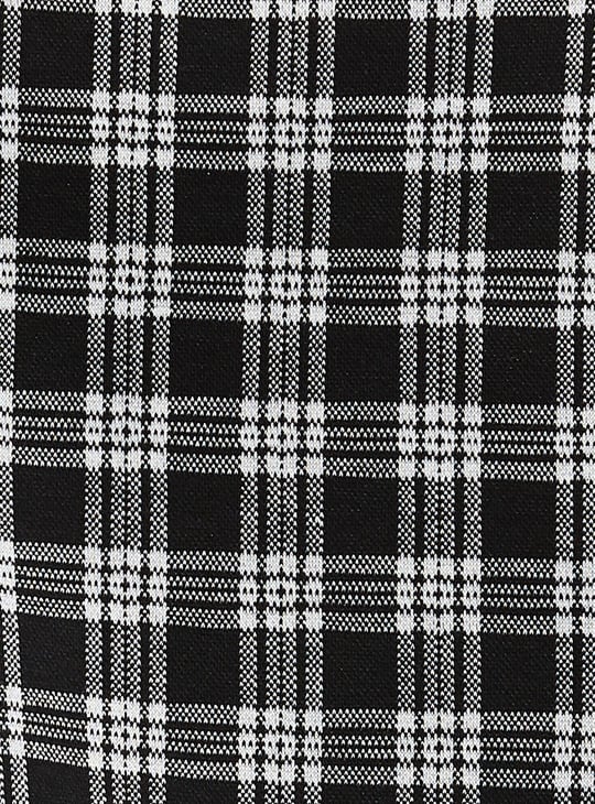 Women Checked Pinafore Dress with Solid T-shirt