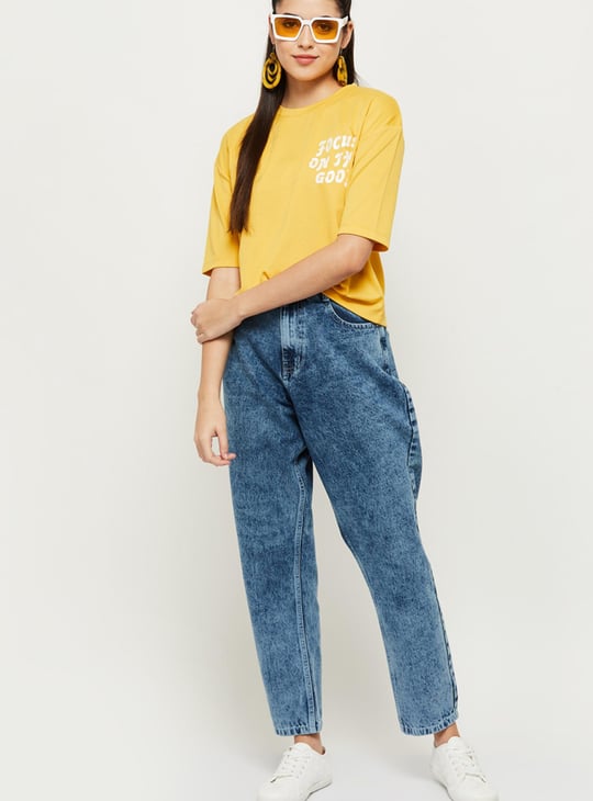 Women Washed Full-Length Relaxed Fit Jeans