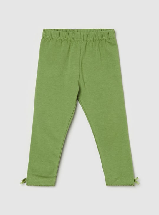 Solid Bow Detailed 3/4th Leggings