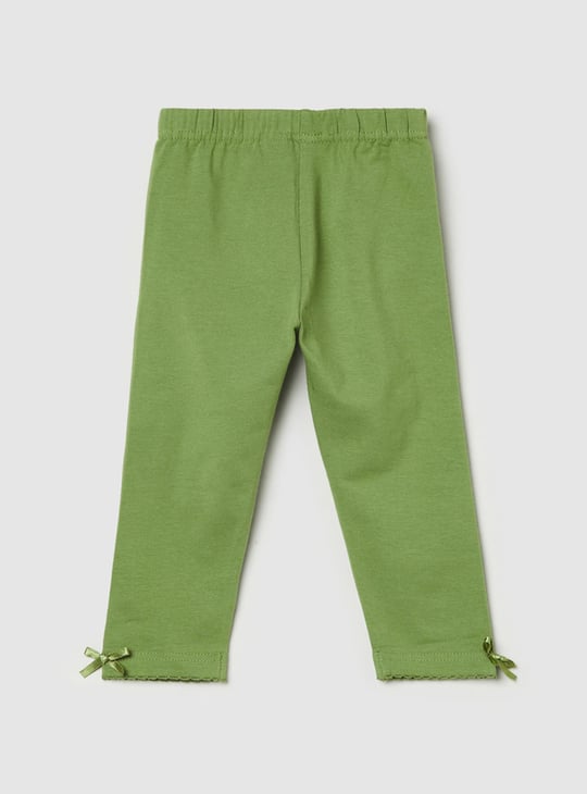 Solid Bow Detailed 3/4th Leggings
