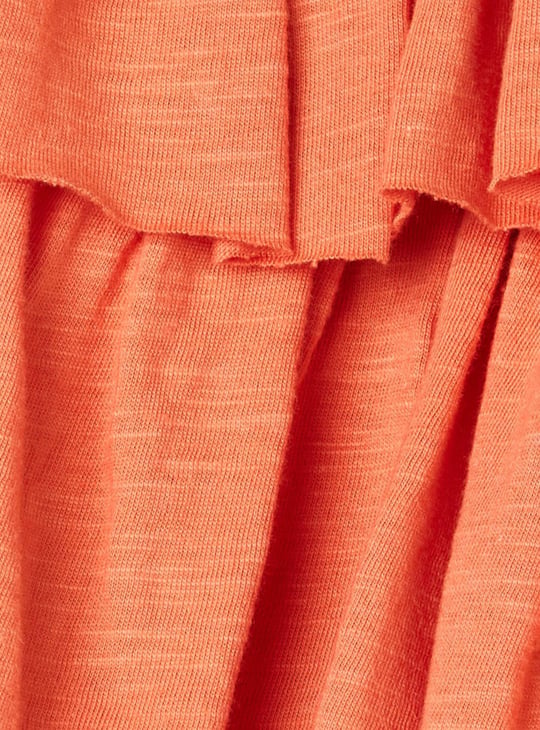 Girls Solid Elasticated Tiered Skirt