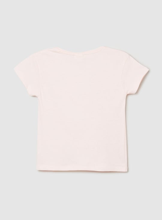 Girls Sequin Embellished Round Neck T-shirt 