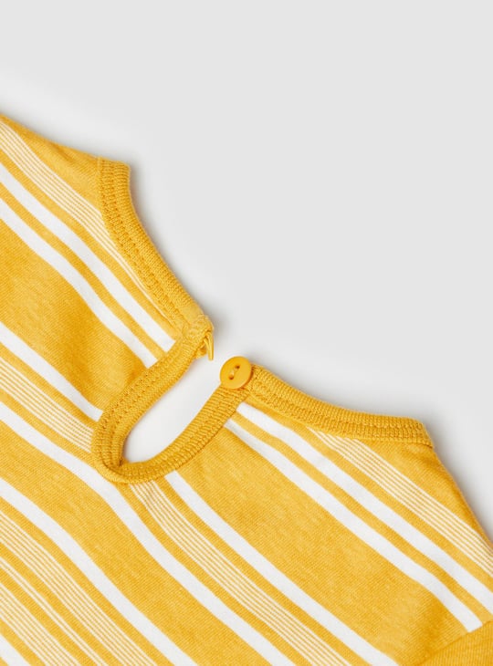 Girls Striped Round Neck A-Line Dress 