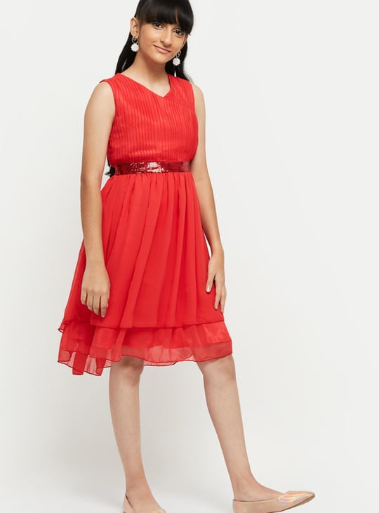 Girls Solid A-line Dress 
