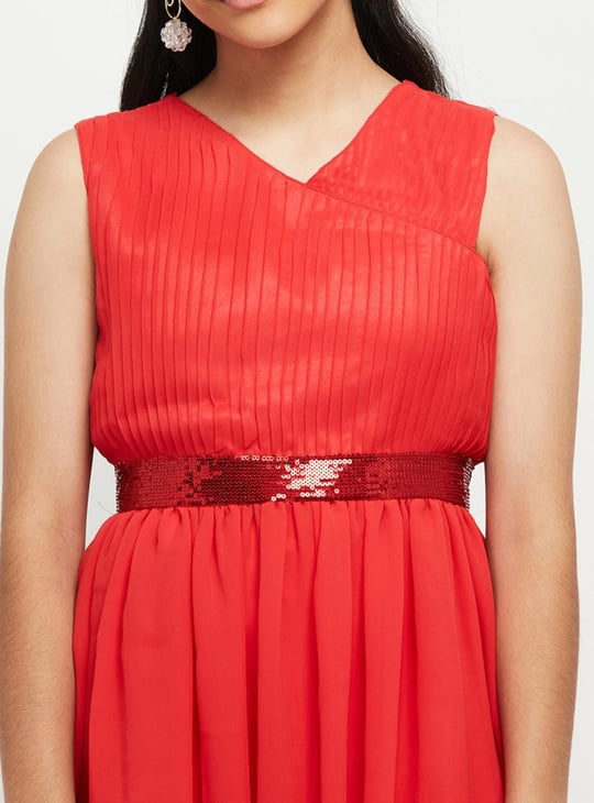Girls Solid A-line Dress 