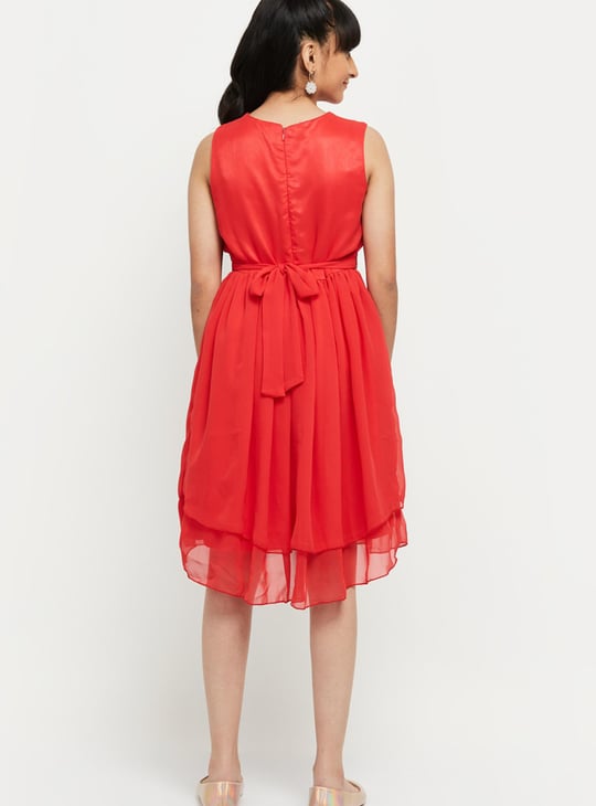 Girls Solid A-line Dress 