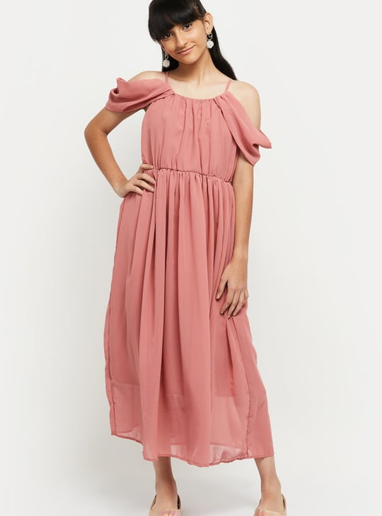 Girls Solid A-line Dress 