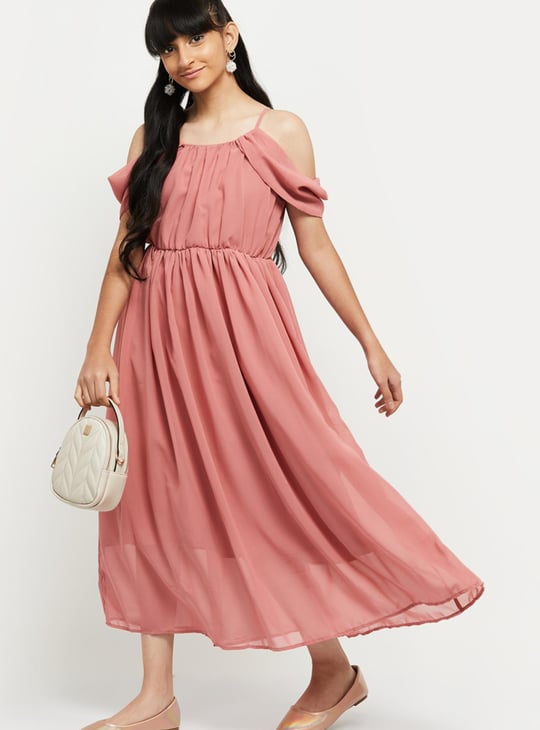 Girls Solid A-line Dress 