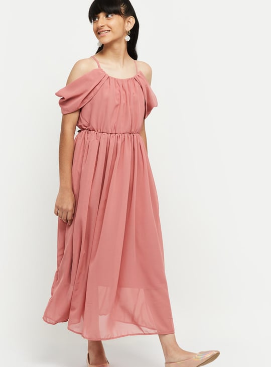 Girls Solid A-line Dress 