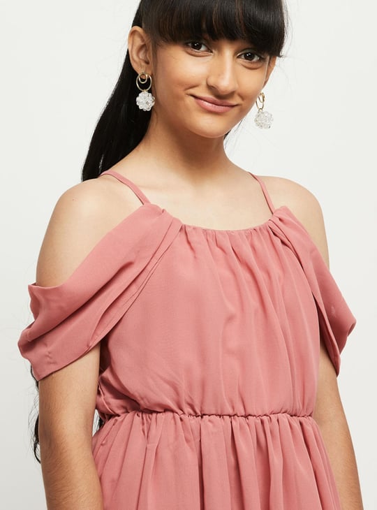 Girls Solid A-line Dress 