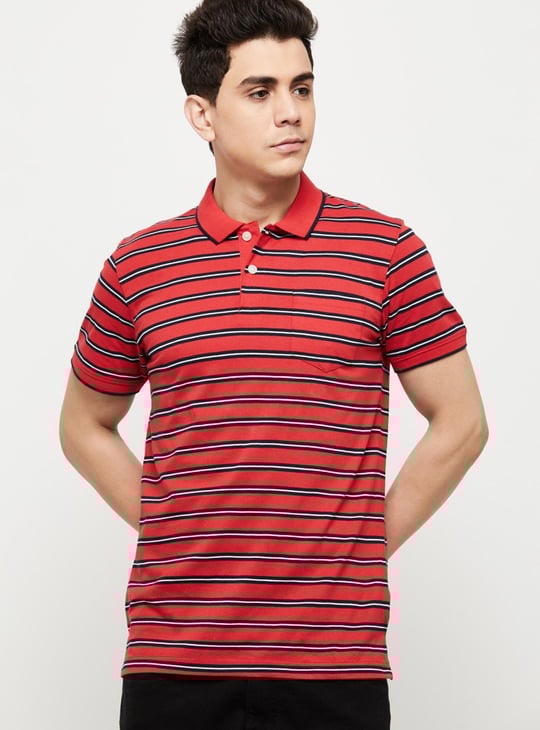 Men Striped Slim Fit Polo T-shirt 