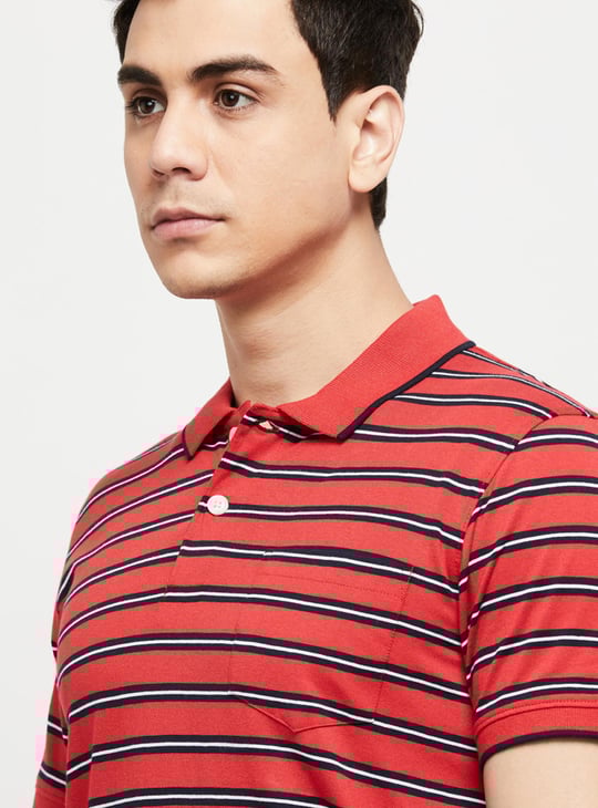 Men Striped Slim Fit Polo T-shirt 